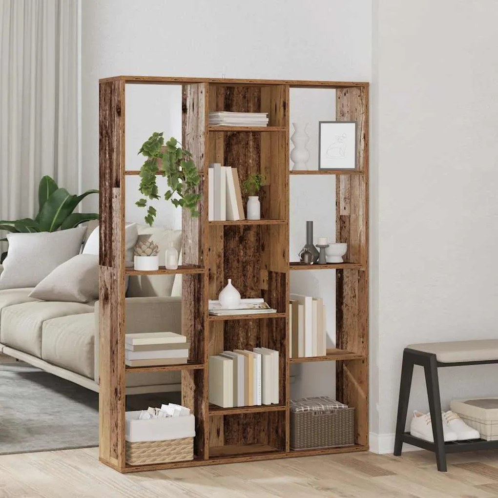 vidaXL Διαχωριστικό/Βιβλιοθήκη Παλιό Ξύλο 100x24x140εκ από Μοριοσανίδα