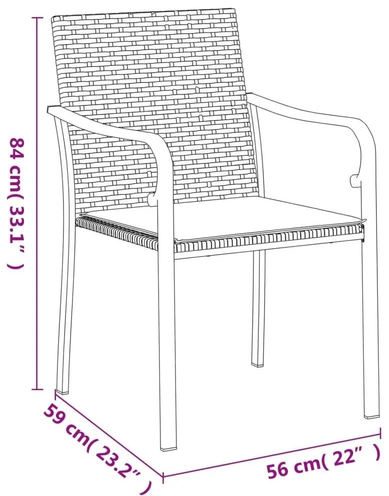 Καρέκλες Κήπου με Μαξιλάρια 6 τεμ Μαύρο 56x59x84 εκ Συνθ. Ρατάν - Μαύρο