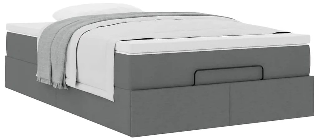 vidaXL Οθωμανικό κρεβάτι με στρώμα Σκούρο γκρι 120x200cm ύφασμα