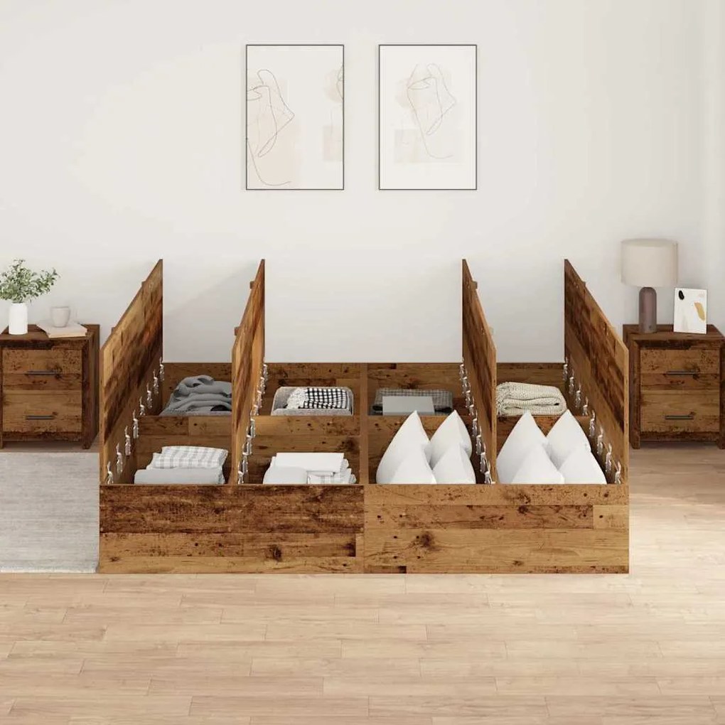 vidaXL Σκελετός Κρεβατιού Παλαιό ξύλο 200 x 180 x 31.5 εκ.