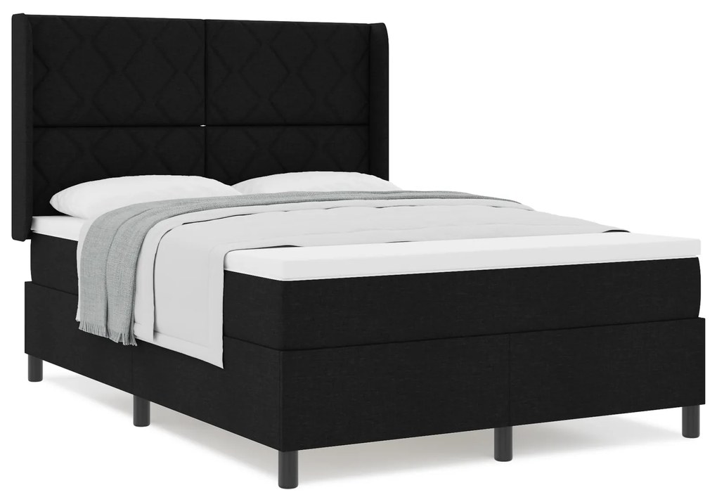 vidaXL Κρεβάτι Box Spring με Στρώμα Μαύρο 140x200 εκ. Υφασμάτινο