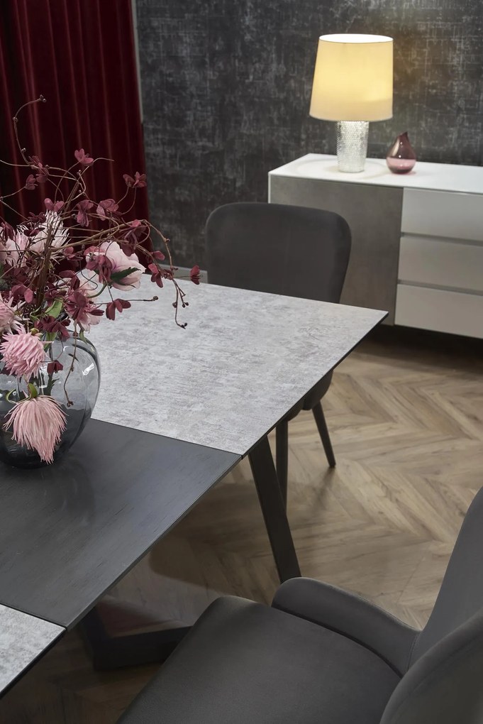 TIZIANO extension table, color: top - light grey / dark grey, legs - dark grey DIOMMI V-CH-TIZIANO-ST