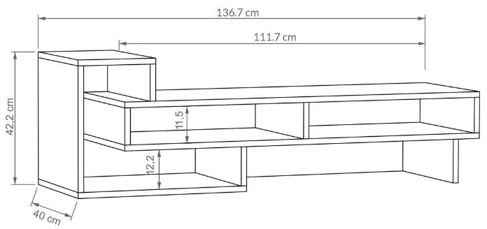 Έπιπλο τηλεόρασης Tetra Megapap χρώμα λευκό 136,7x40x42εκ.