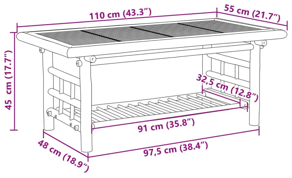 ΤΡΑΠΕΖΑΚΙ ΣΑΛΟΝΙΟΥ 110 X 55 X 45 ΕΚ. ΑΠΟ ΜΠΑΜΠΟΥ 368046