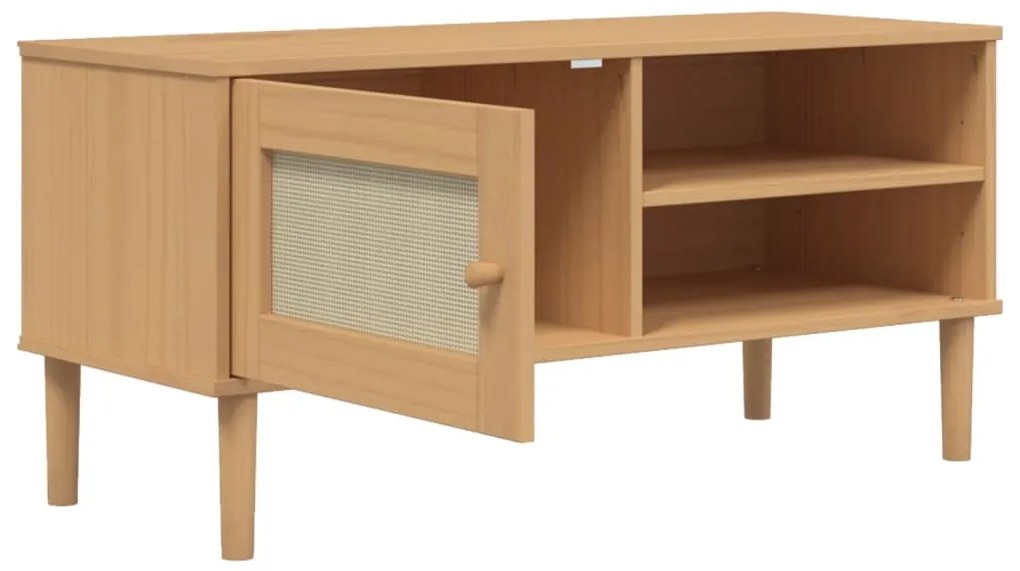 vidaXL Έπιπλο Τηλεόρασης SENJA Καφέ / Ρατάν 106x40x49 εκ. Μασίφ Πεύκο