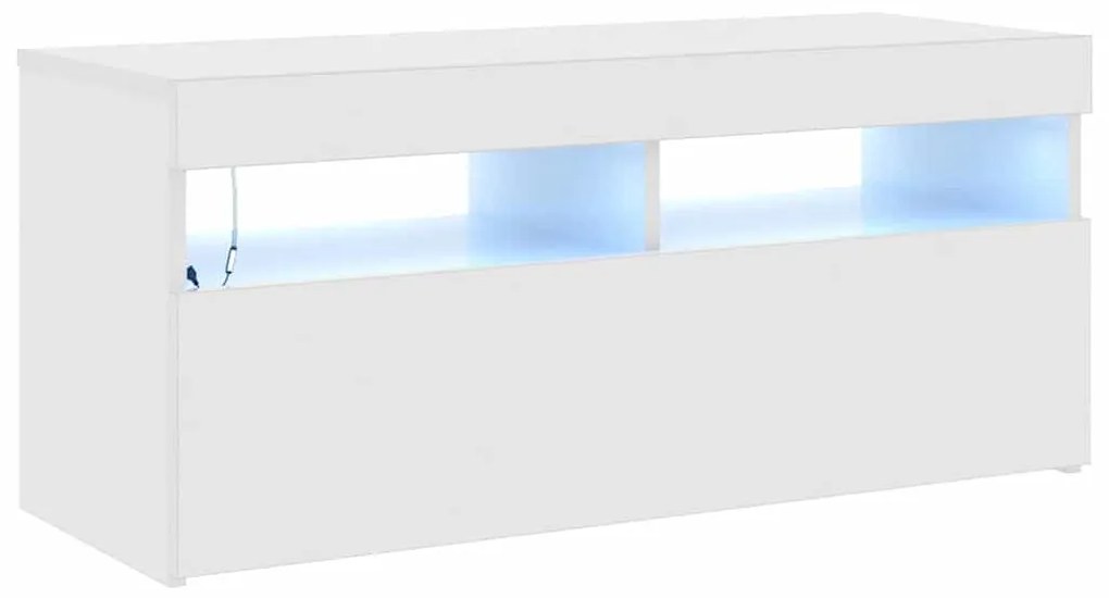 vidaXL Έπιπλο Τηλεόρασης με LED Γυαλιστερό Λευκό 90x35x40 εκ.