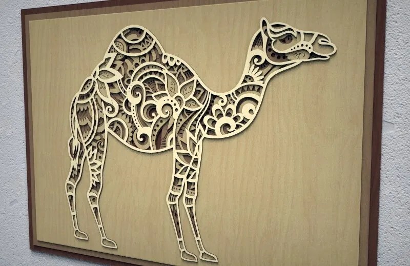 Intra απο ξύλο plywood 3mm-4mm πάχος - Camel 3D Multi Layer Wall Art Δίασταση 30x30 cm Intraeaxys-zo9y9k47
