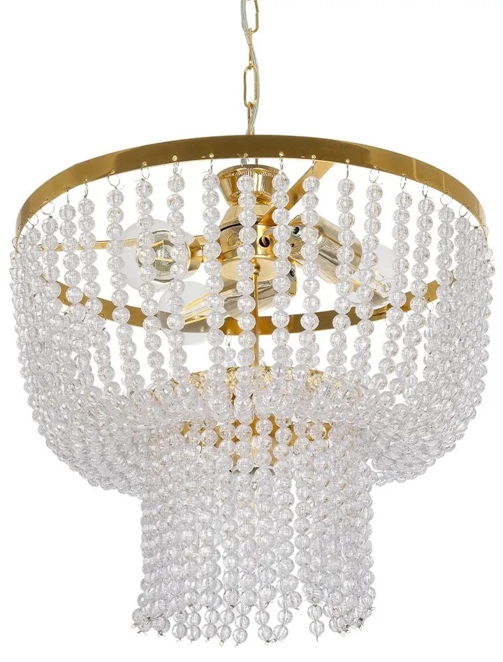 203-0028 GloboStar® GLOBOSTAR® CRYSTAL 203-0028 Κλασικό Κρεμαστό Φωτιστικό Οροφής με Ντουί 3 x E27 AC 220-240V IP20 - Χρυσό &amp; Διάφανο - Μ41 x Π41 x Υ40cm
