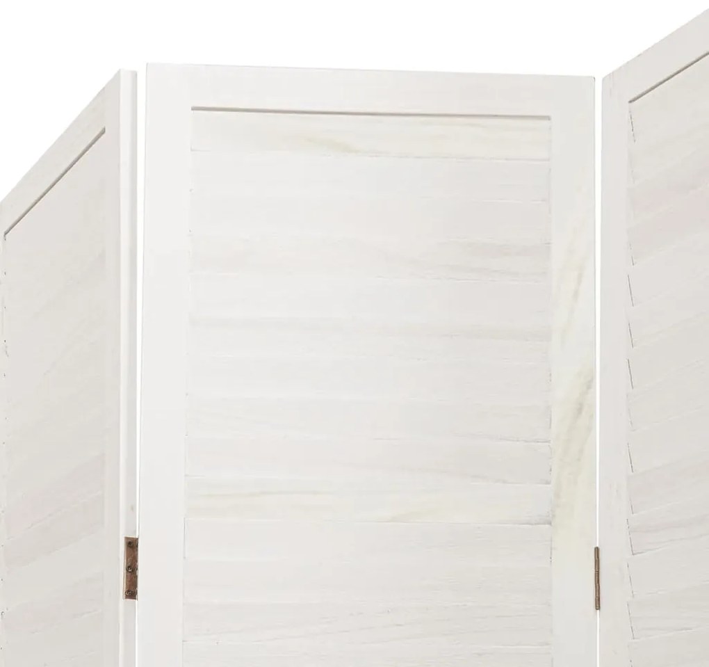 vidaXL Διαχωριστικό Χώρου με 3 Πάνελ Λευκό από Μασίφ Ξύλο Παυλώνιας