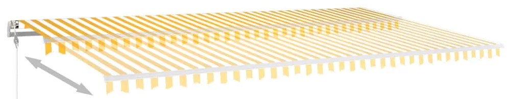 vidaXL Τέντα Συρόμενη Χειροκίνητη με LED Κίτρινο / Λευκό 6x3 μ.