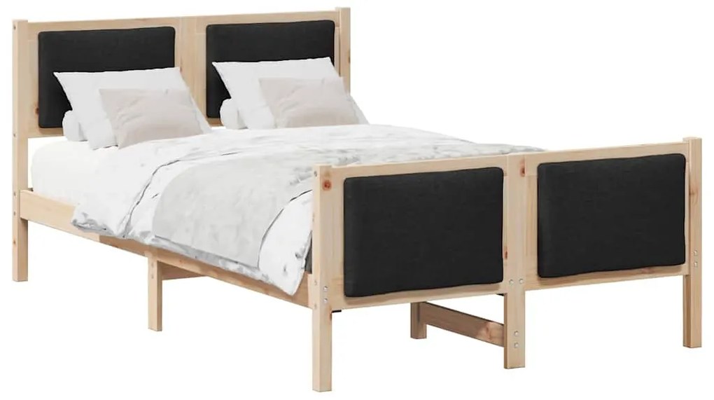 vidaXL Σκελετός Κρεβατιού με κεφαλάρι Μαύρο 120 x 190 cm ύφασμα