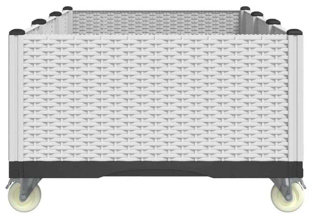 vidaXL Ζαρντινιέρα Κήπου με Ροδάκια Λευκό 150x80x54εκ. Πολυπροπυλένιο