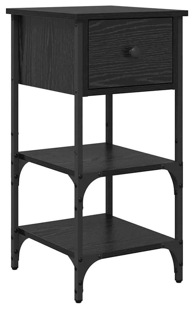 vidaXL Κομοδίνο με συρτάρι Μαύρη δρυς 34 x 36 x 70 εκ