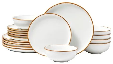VEVOR 18 PCS Dinnerware Set Ceramic Plates and Bowls Sets Service for 6 White