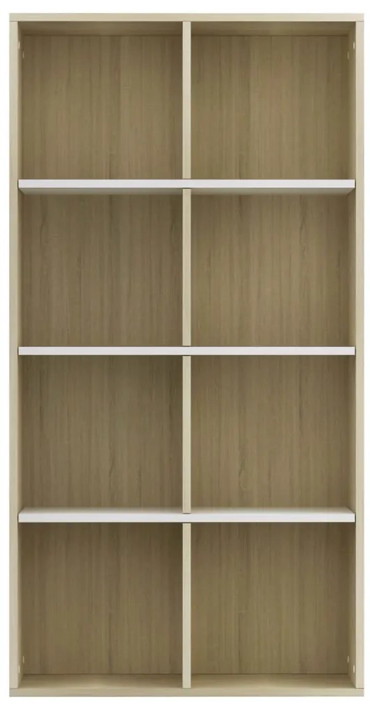vidaXL Ραφιέρα/Βιβλιοθήκη Λευκή/Sonoma 66x30x130 εκ. από Μοριοσανίδα