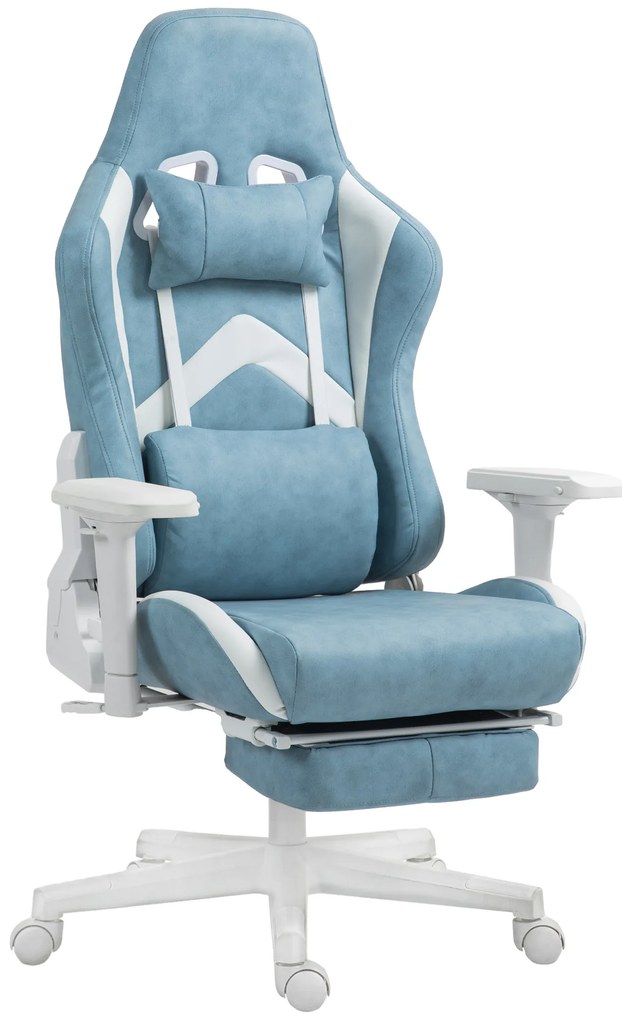HOMCOM Καρέκλα Gaming, ρυθμιζόμενα μπράτσα & πλάτη, επένδυση από τεχνητό δέρμα, έως 120 kg, μπλε