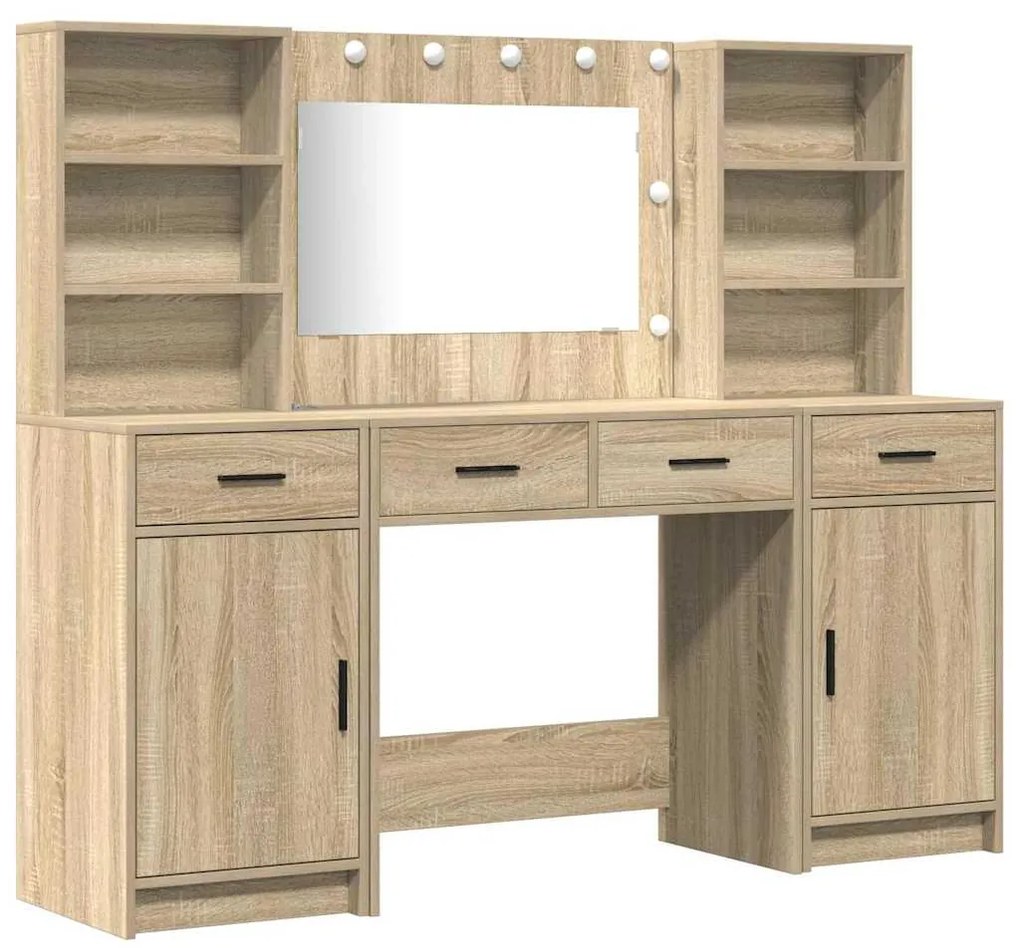 vidaXL Σετ Τραπεζιού Μακιγιάζ 3 pcs Δρύς Sonoma 78.5 x 41 x 135 εκ