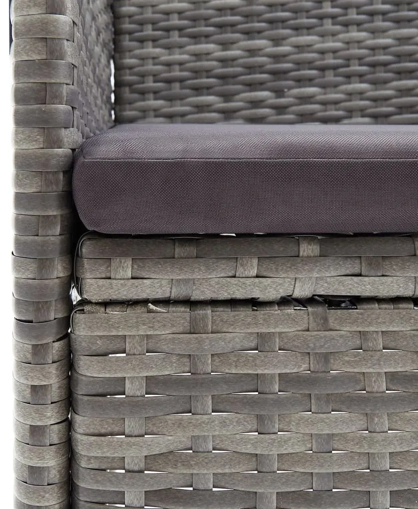 vidaXL Σετ Τραπεζαρίας Κήπου 7 τεμ. Γκρι / Μαύρο με Μαξιλάρια