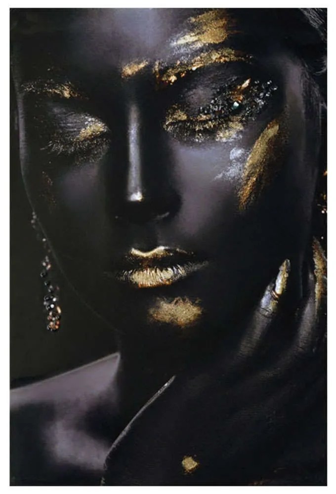 Πίνακας Γυναίκα 15-00-21153 60x2,5x90cm Black-Gold Marhome Κάθετοι Wood,Paper