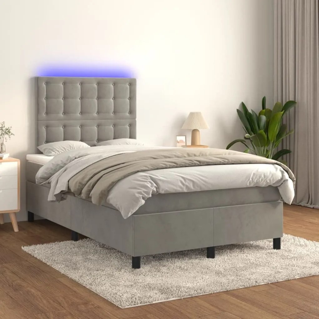 ΚΡΕΒΑΤΙ BOXSPRING ΜΕ ΣΤΡΩΜΑ &amp; LED ΑΝ.ΓΚΡΙ 120X200 ΕΚ. ΒΕΛΟΥΔΙΝΟ 3136353