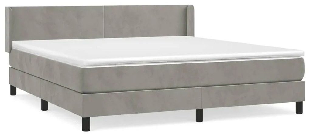 Κρεβάτι Boxspring με Στρώμα Ανοιχτό Γκρι 160x200 εκ. Βελούδινο - Γκρι