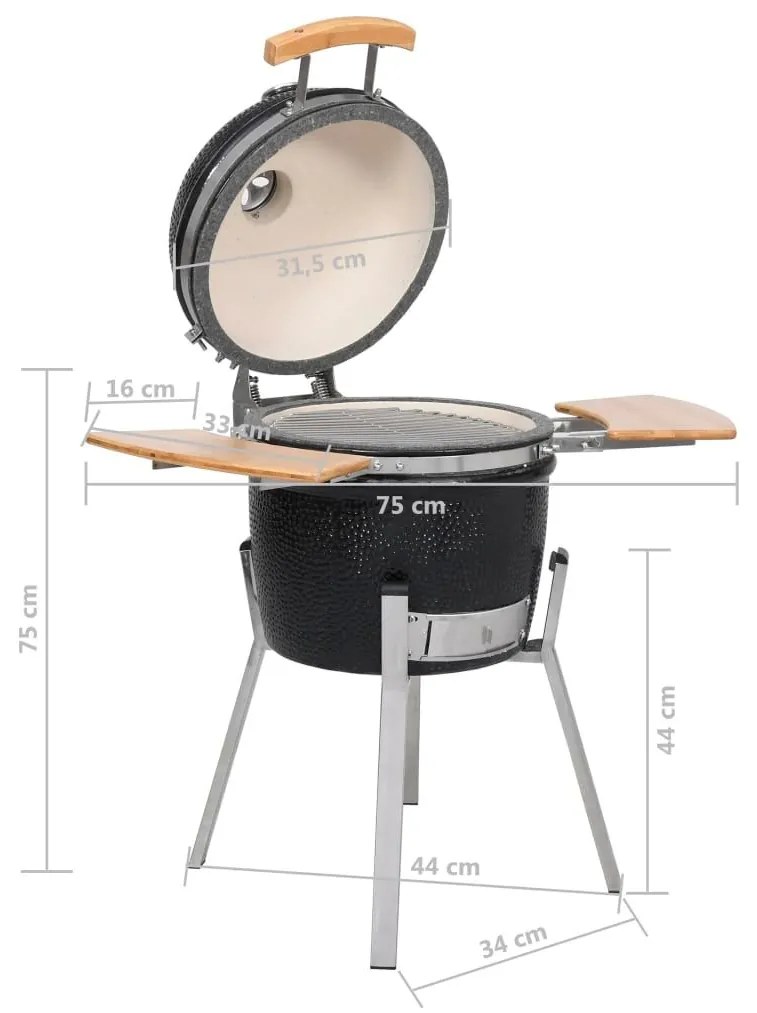 Κεραμική ψησταριά μπάρμπεκιου Kamado 76 cm - Μαύρο