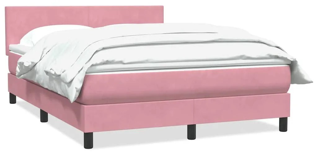 Box Spring κρεβάτι με στρώμα ροζ 160x220 cm Βελούδινο - Ροζ