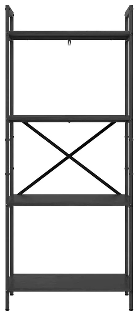 vidaXL Ράφι Βιβλίων Μαύρη Οξυά 56 x 34 x 133,5 εκ Επεξεργασμένο ξύλο