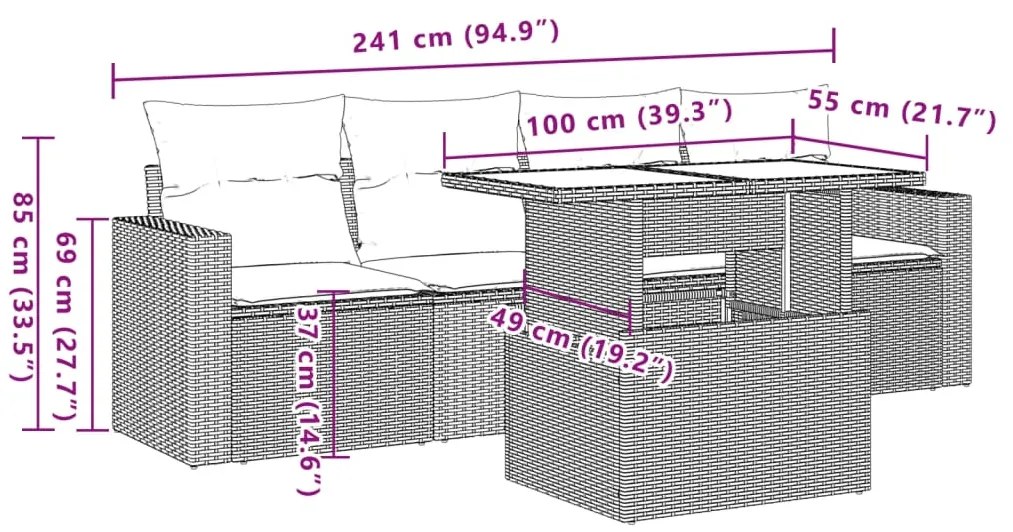 ΣΕΤ ΚΑΝΑΠΕ ΚΗΠΟΥ 5 ΤΕΜ. ΜΠΕΖ ΣΥΝΘΕΤΙΚΟ ΡΑΤΑΝ ΜΕ ΜΑΞΙΛΑΡΙ 3267099