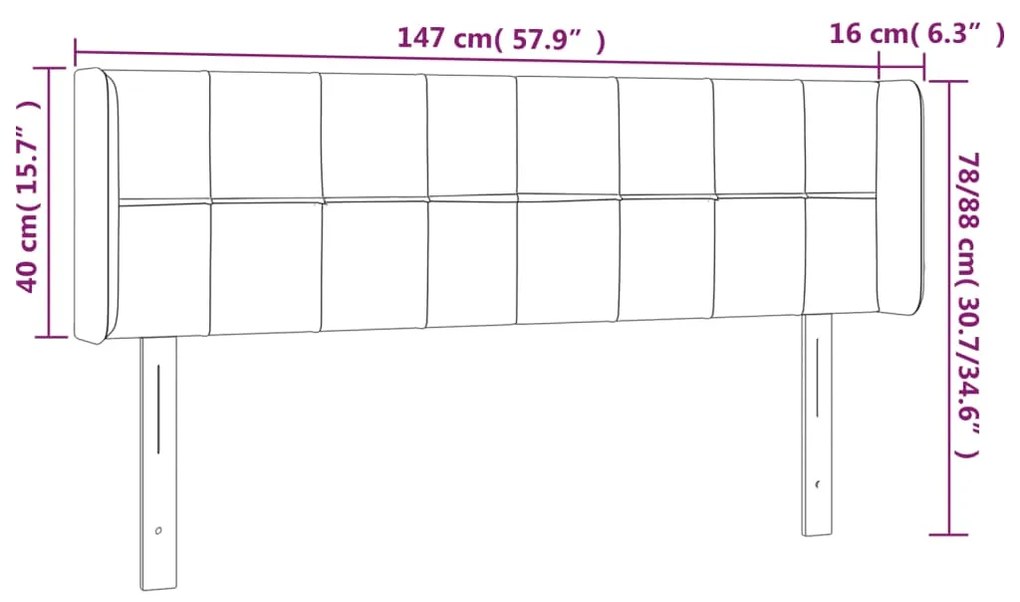 Κεφαλάρι με Πτερύγια Ανοιχτό Γκρι 147x16x78/88 εκ. Βελούδινο 3118816