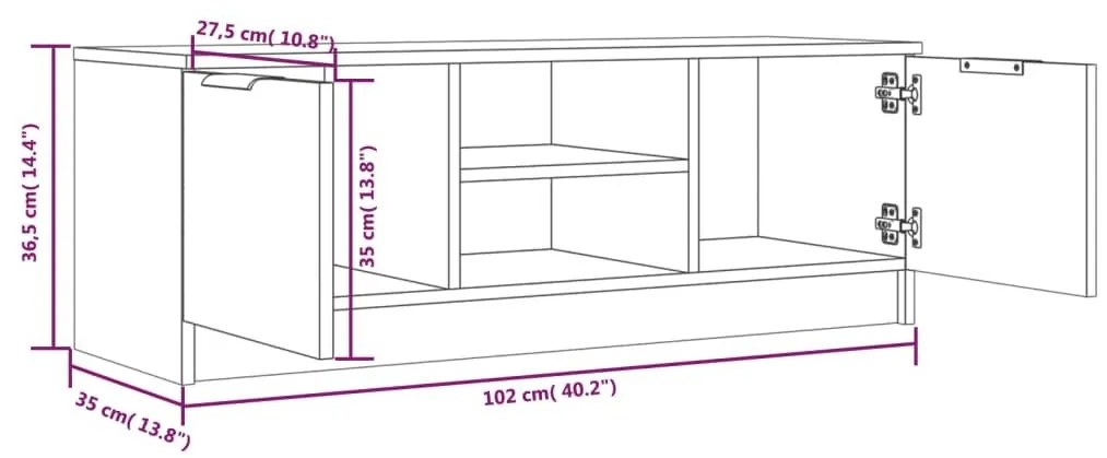 Έπιπλο Τηλεόρασης Sonoma Δρυς 102x35x36,5εκ. Επεξεργασμένο Ξύλο - Καφέ