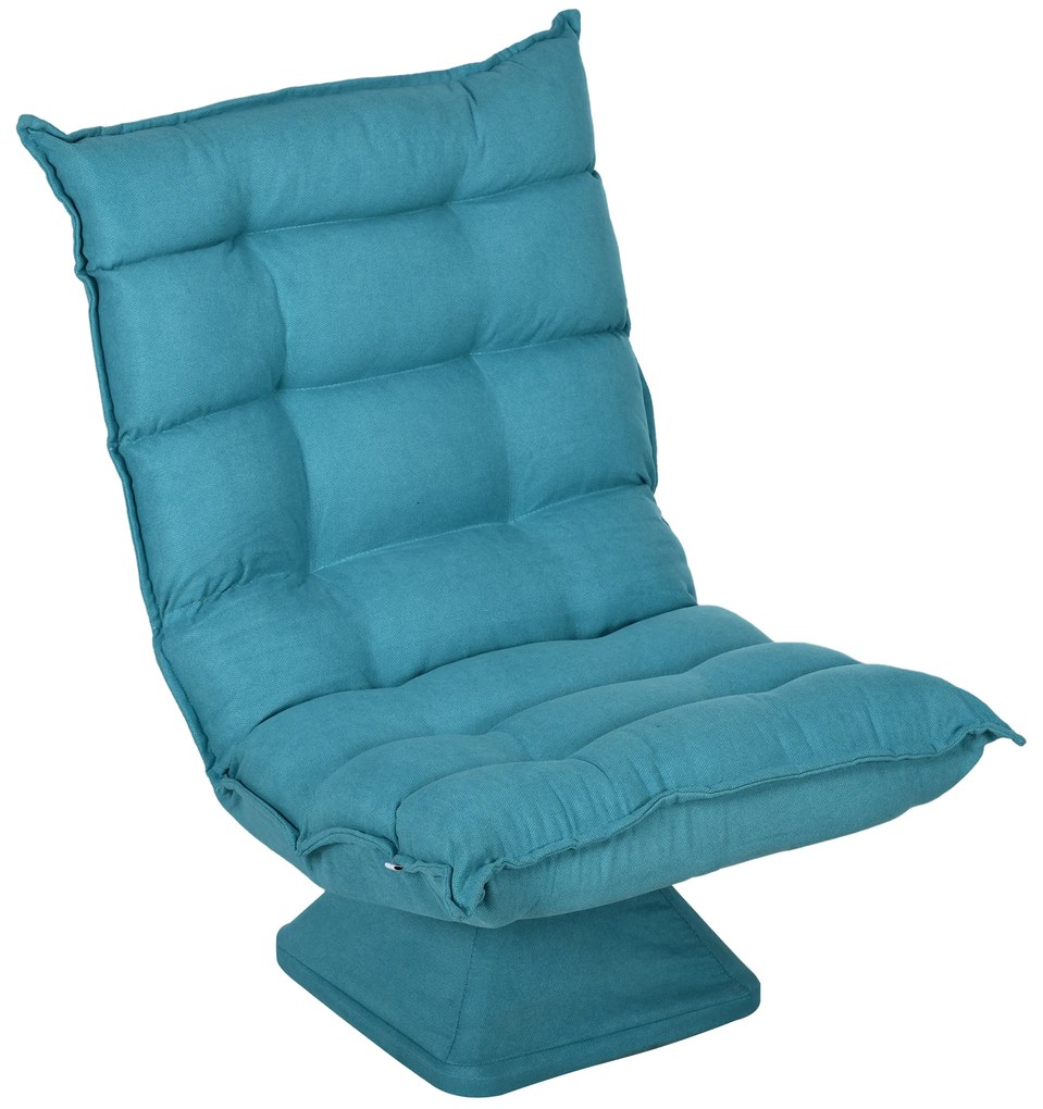 HOMCOM Πολυθρόνα Relax Πολυθρόνα Ανάγνωσης, Περιστρεφόμενη, Βελούδινη Όψη, 62 cm x 70 cm x 95 cm, Μπλε