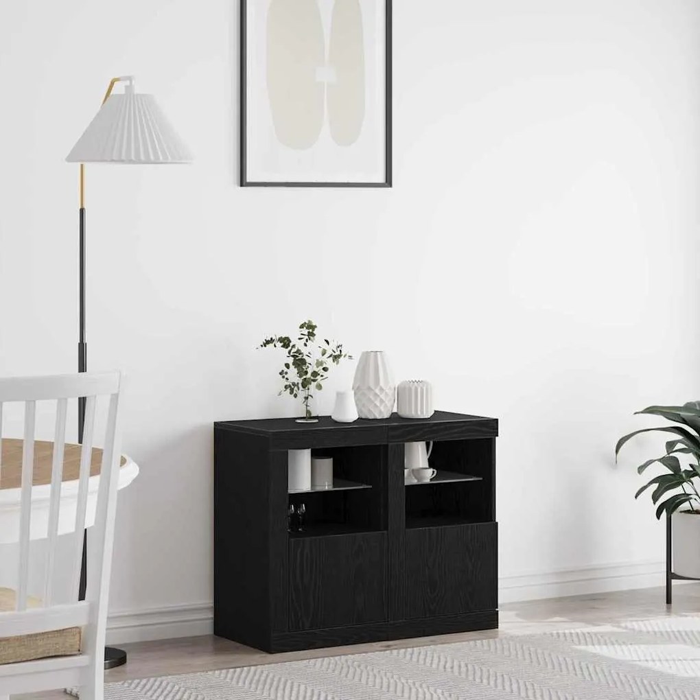 vidaXL Βοηθητικό ντουλάπι 2 pcs Μαύρη δρυς 41 x 37 x 67 εκ