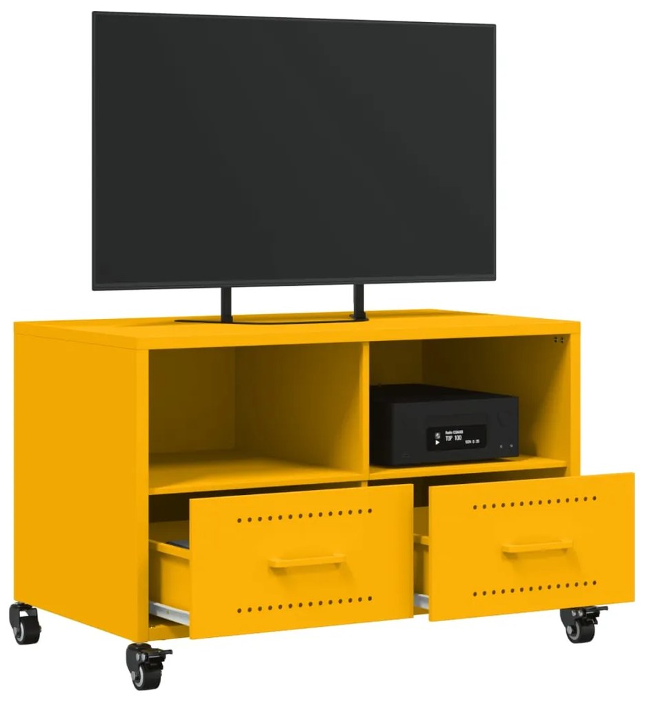 Έπιπλο Τηλεόρασης Μουσταρδί Κίτρινο 68x39x43,5 εκ. από Ατσάλι 846701