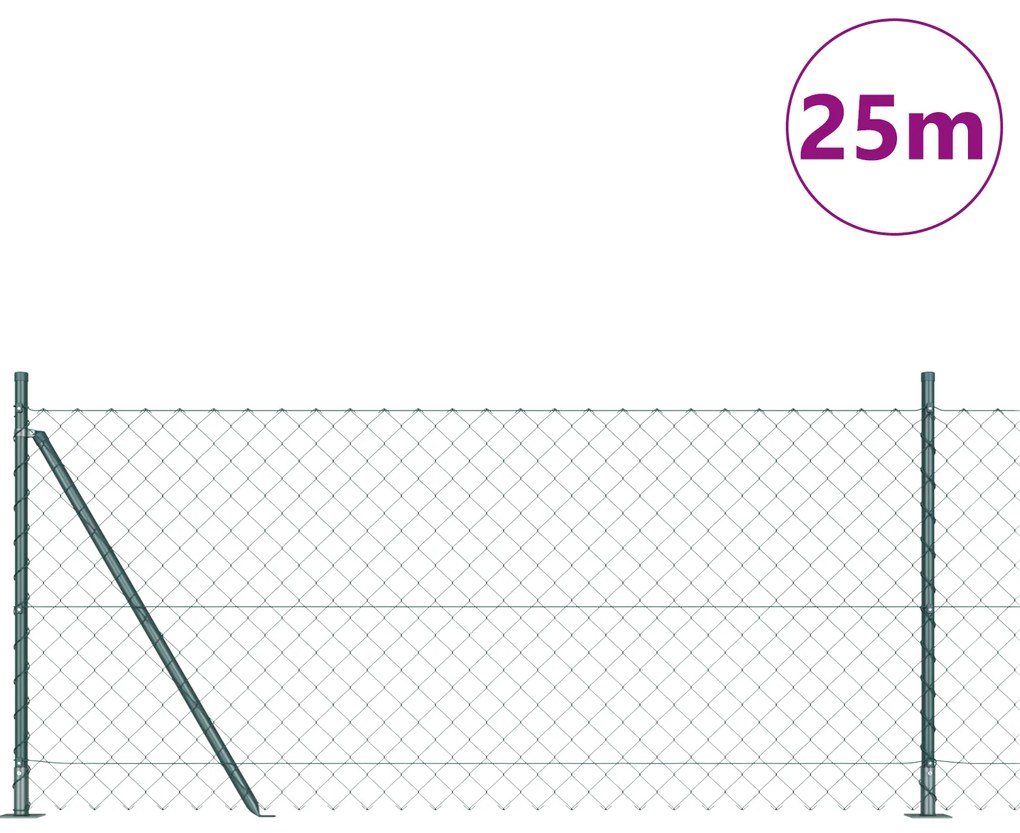vidaXL Φράχτης Πλέγματος με 13 Θηλιές 0.8x25 μ Γαλβανισμένος Χάλυβας