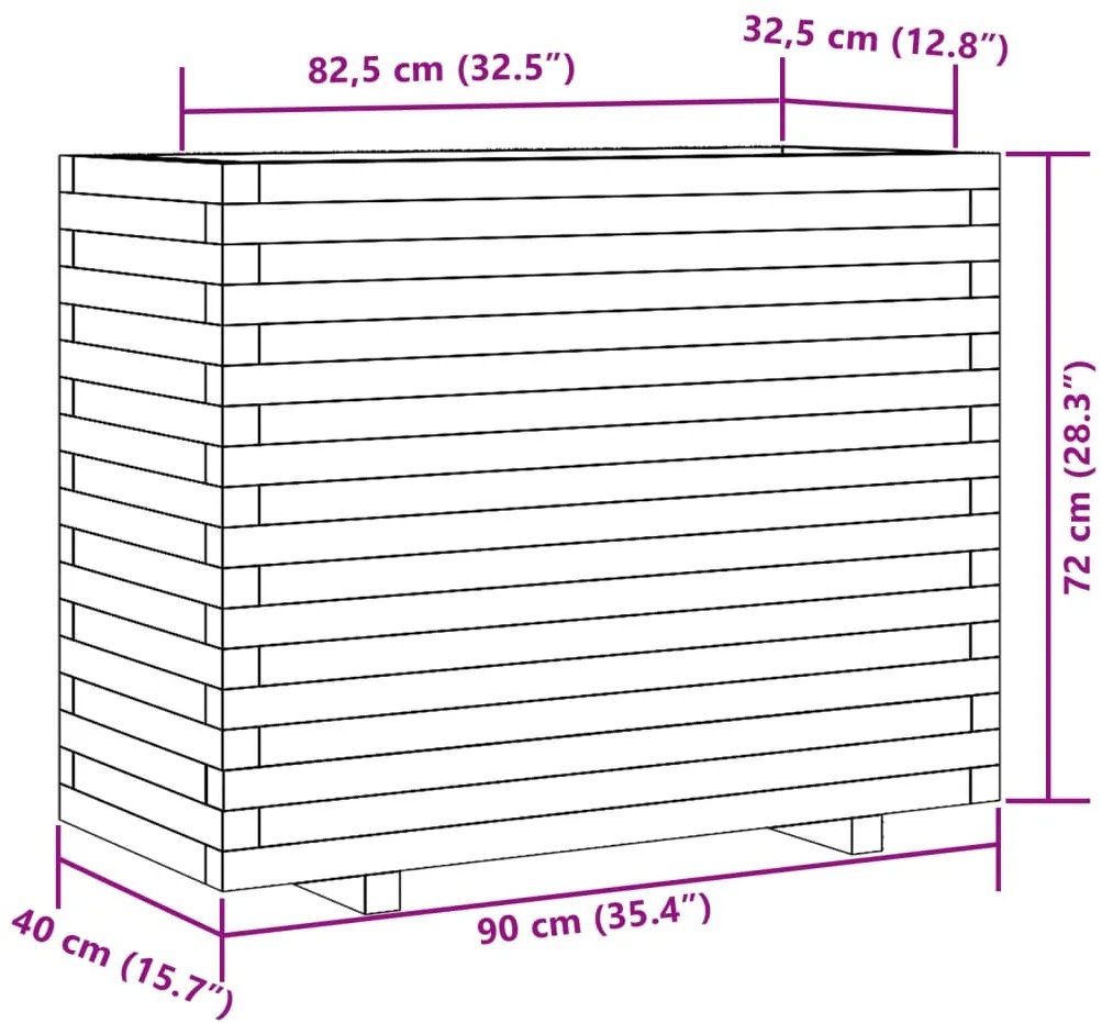 Ζαρντινιέρα Καφέ Κεριού 90x40x72 εκ. από Μασίφ Ξύλο Πεύκου - Καφέ