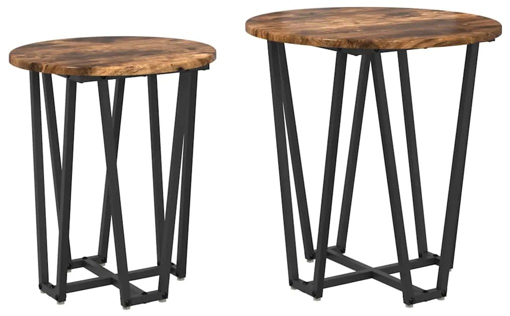 vidaXL Σετ βοηθητικά τραπεζάκια 2 pcs Καπνιστή βελανιδιά και Μαύρο