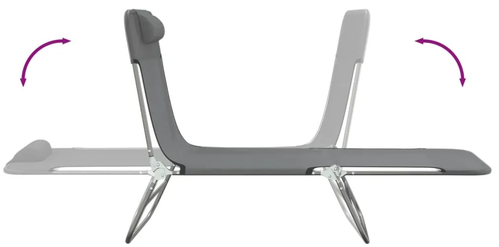 vidaXL Ξαπλώστρες Πτυσσόμενες 2 τεμ. Γκρι από Textilene &amp; Ατσάλι