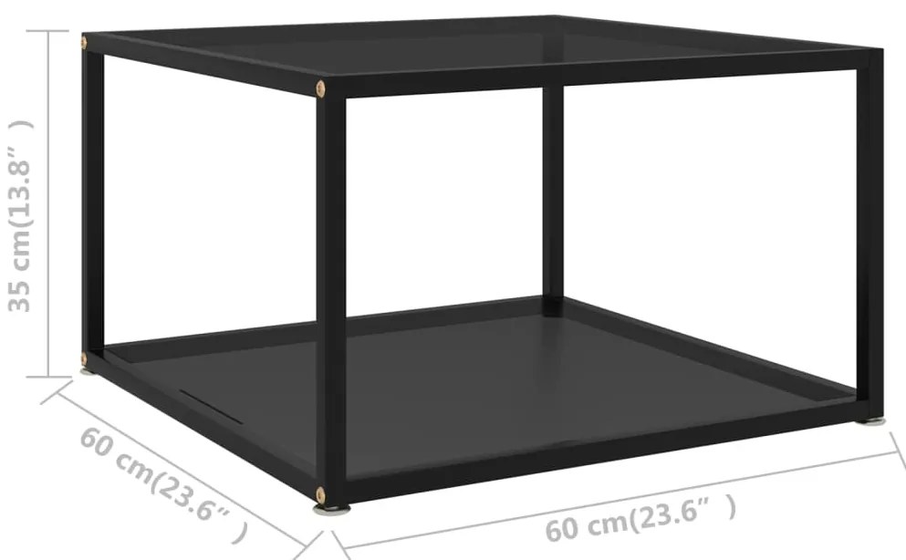 vidaXL Τραπεζάκι Σαλονιού Μαύρο 60 x 60 x 35 εκ. από Ψημένο Γυαλί