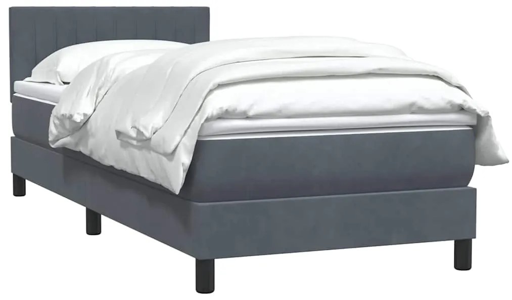 vidaXL Κρεβάτι Boxspring με Στρώμα Σκούρο Γκρι 100x210 εκ. Βελούδινο