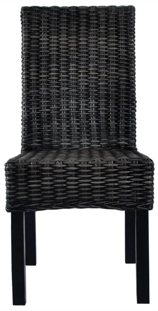 Καρέκλες Τραπεζαρίας 4 τεμ. Μαύρες Ρατάν Kubu και Ξύλο Μάνγκο - Μαύρο
