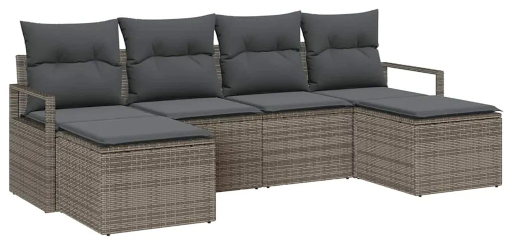 vidaXL Σετ Καναπέ Κήπου 6 pcs Γκρι Πολυ rattan, βαμμένο ατσάλι