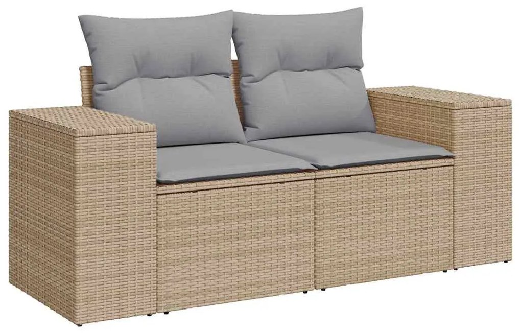 vidaXL Σετ Καναπέ Κήπου με μαξιλάρι 12 pcs Μπεζ συνθετικό ρατάν