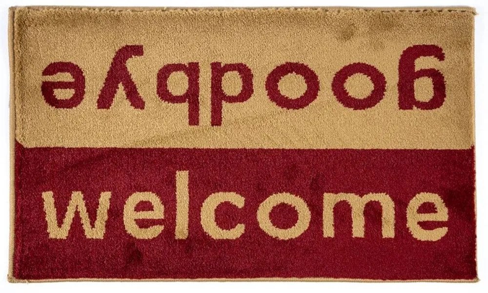 Πατάκι Εισόδου Fashion Welcome 40X67cm Wine Red-Beige Sdim 40X67