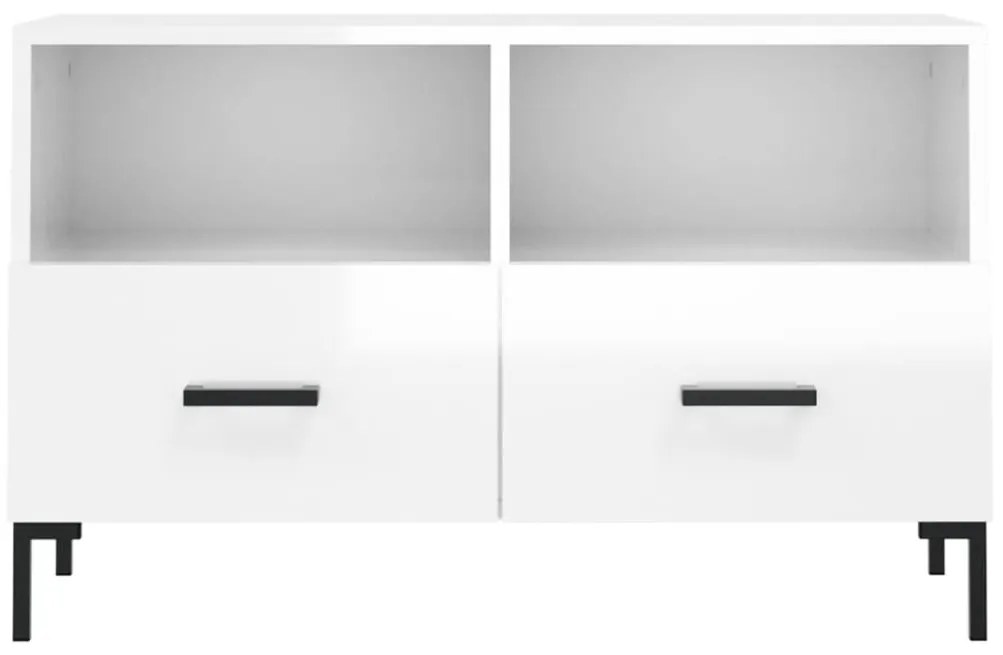 vidaXL Έπιπλο Τηλεόρασης Γυαλ. Λευκό 80x36x50 εκ. Επεξεργασμένο Ξύλο