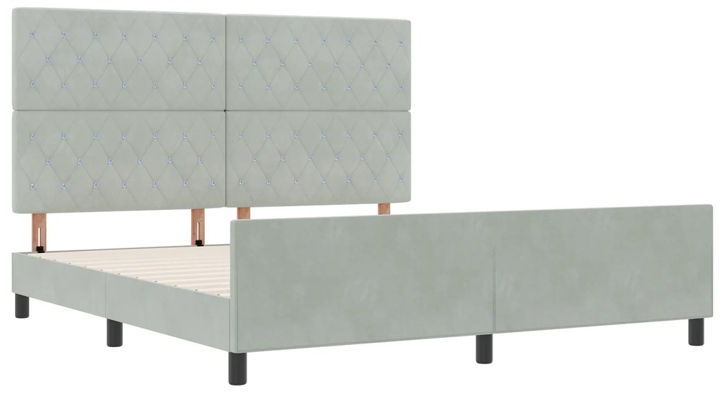 vidaXL Σκελετός Κρεβατιού Ανοιχτό γκρι 180 x 200 cm Βελούδο