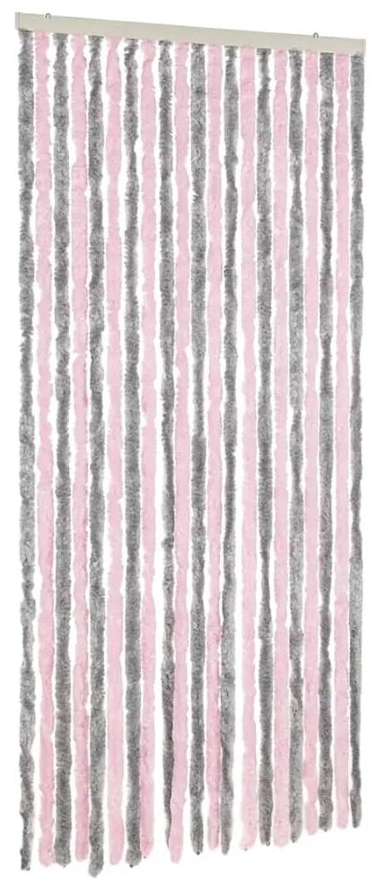 vidaXL Σήτα Εντόμων Ασημί Γκρι / Ροζ 90 x 220 εκ. από Σενίλ