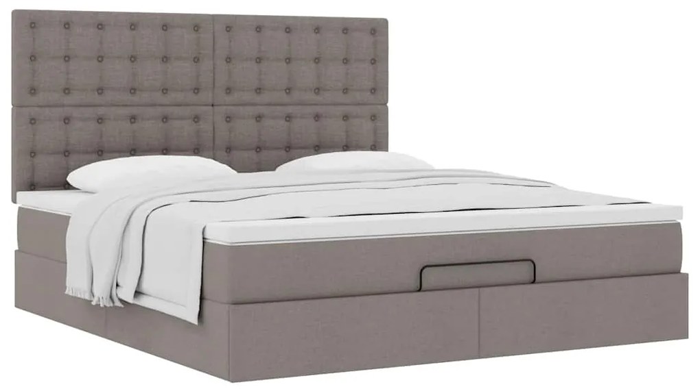 vidaXL Οθωμανικό κρεβάτι με στρώμα Taupe 180x200cm ύφασμα