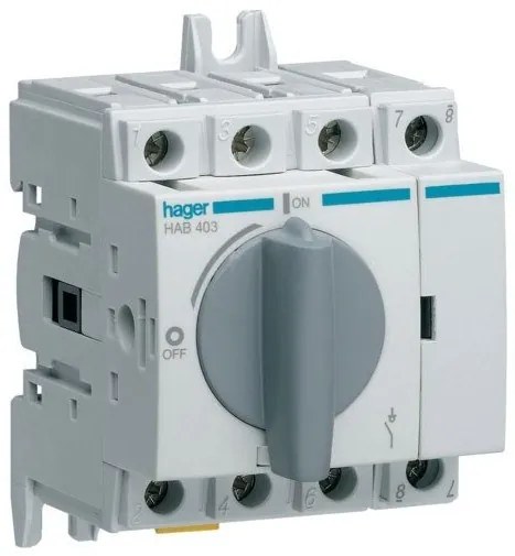 Διακόπτης φορτίου ράγας 20-160A τετραπολικός Hager-HAC410-nan HAC410