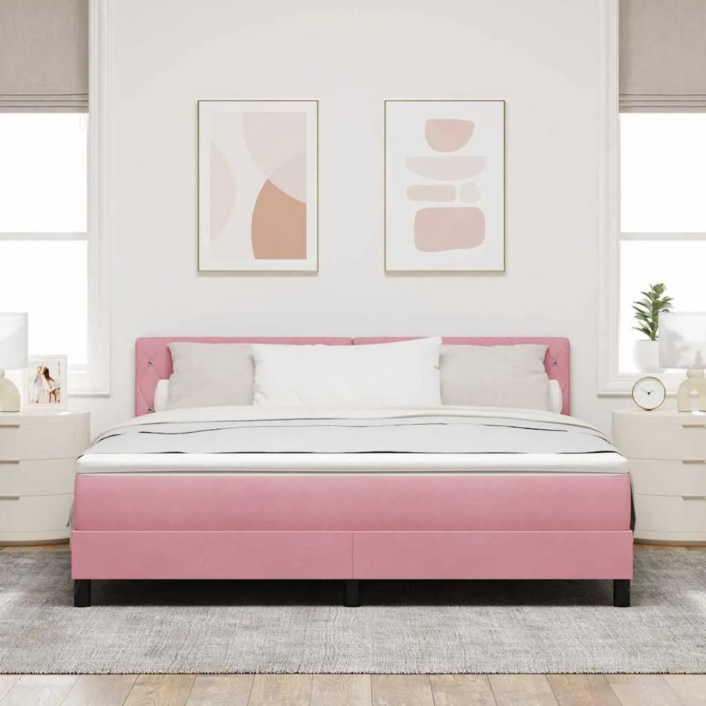vidaXL Κρεβάτι με ελατήρια με στρώμα Ροζ 180 x 200 cm Βελούδο